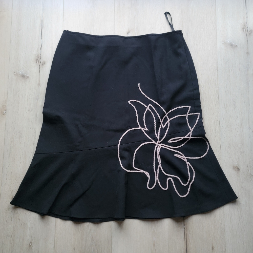 INC International Concepts Black Stretch Skirt with Subtle Stitch Detail